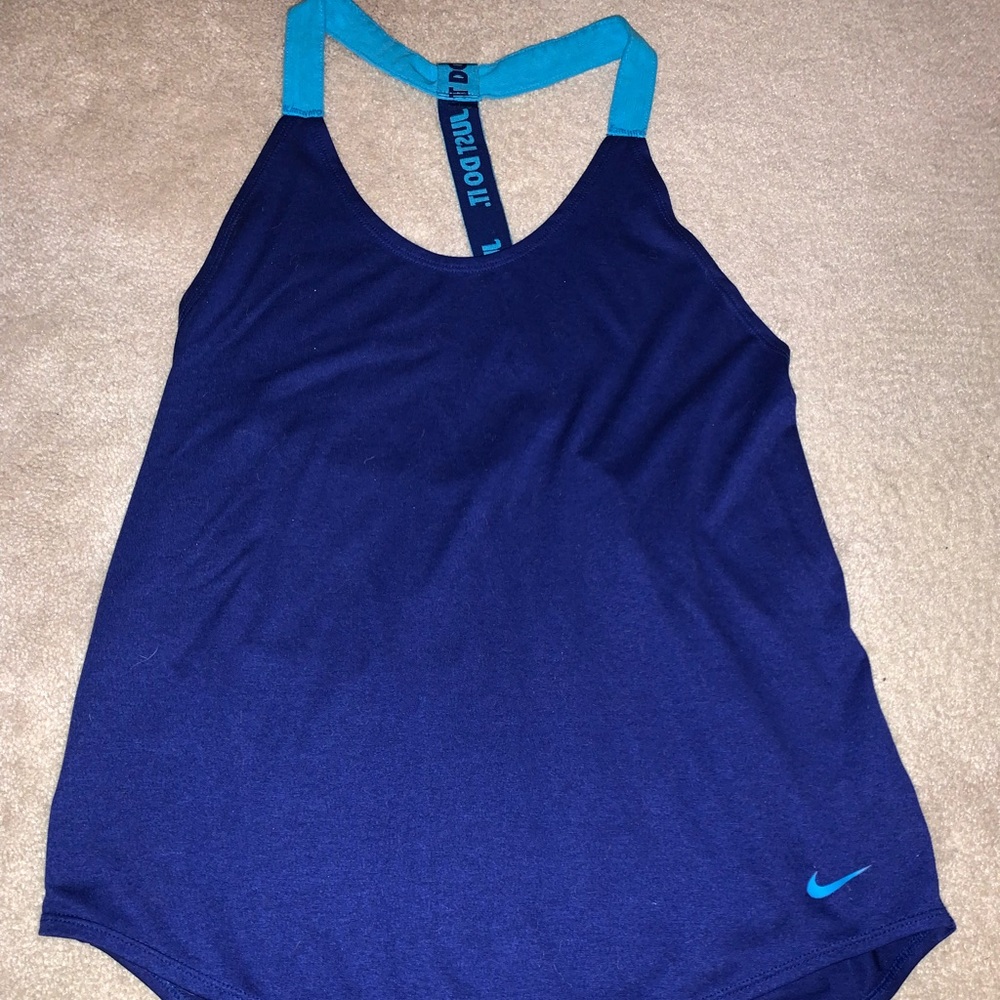 Nike women's racer back tank top blue and aqua small